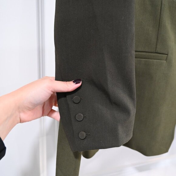 Good American Size 2XL Color Block Side Slit Two Tone Blazer in Olive Green - Picture 6 of 15